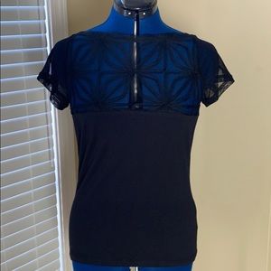 NWOT Anne Fontaine flowered mesh cotton knit top.